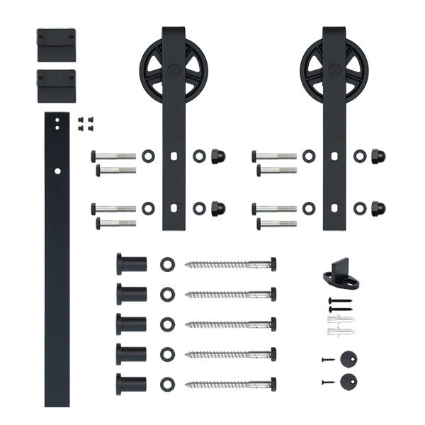 Designer Collection Black 78" Sliding Barn Door Hardware with 5" Wheel NT.1400.08W.08 - main